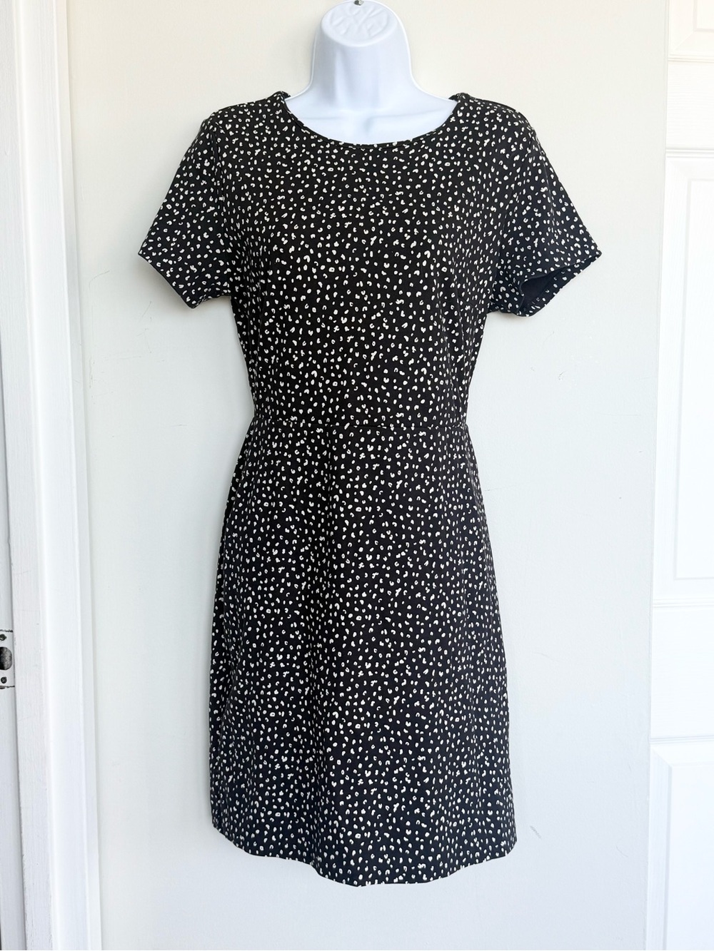 Old Navy Black Mini Dress with White Spot Print